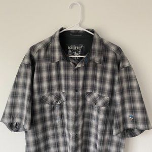 Kuhl Pearl Snap Button Up Short Sleeve Shirt Men's XXL Plaid Flannel Pattern